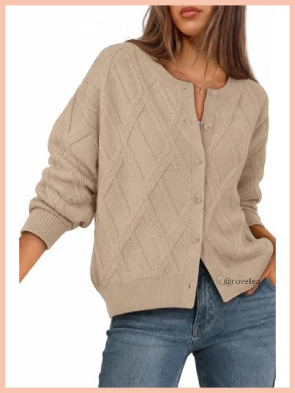 MEROKEETY Cable Knit Cardigan Sweater Button Down Lantern Sleeve